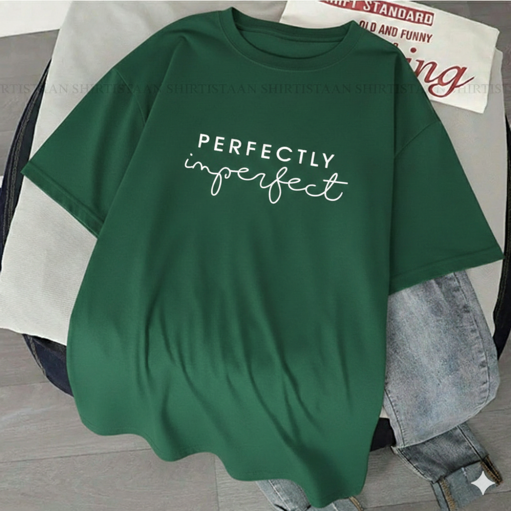 BOTTLE GREEN TEE PERFECTLY IMPERFECT