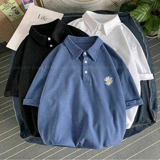 POLO SHIRT WITH SUNFLOWER POCKET (PACK OF 3)- (BLACK, WHITE AND PETROLEUM BLUE)