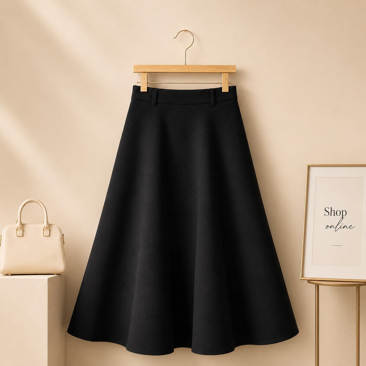 Black Cotton Twill Skirt