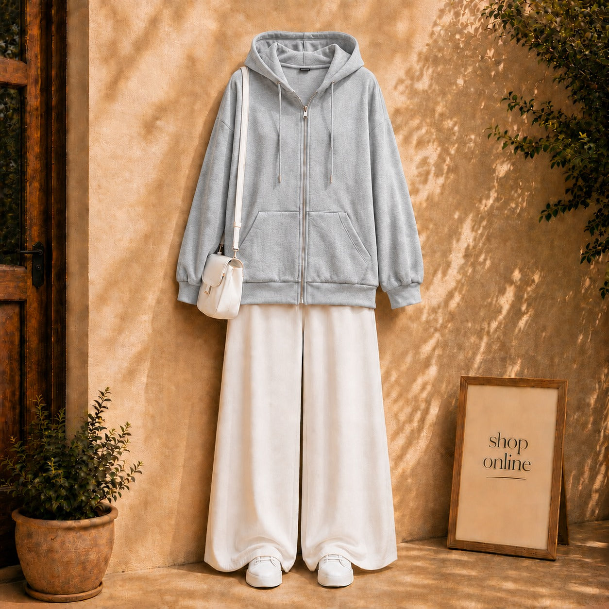 Grey Zipper with White Flapper