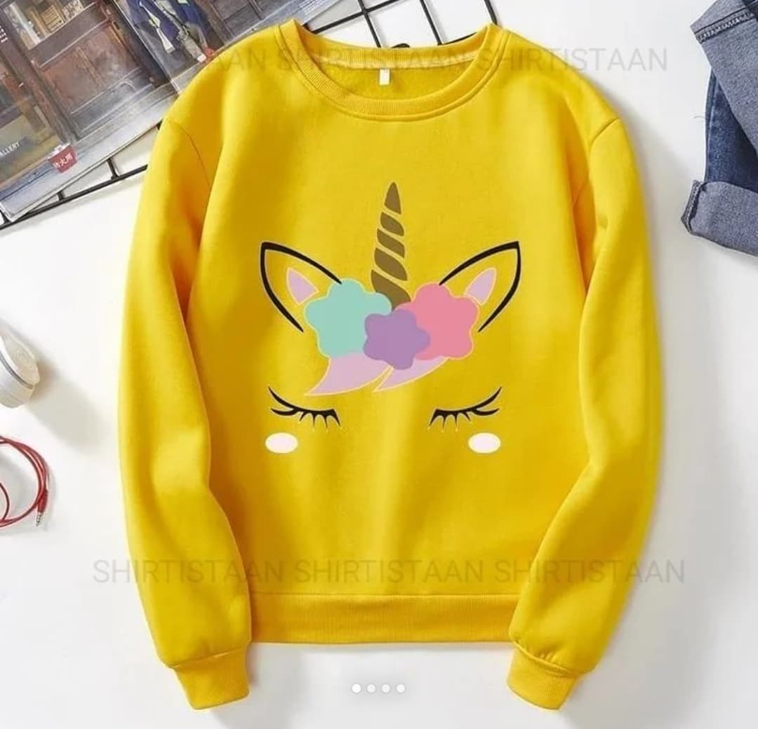 YELLOW SWEATSHIRT UNICORN HORSE