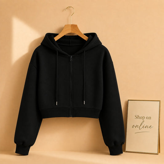 Basic Black Crop Zipper