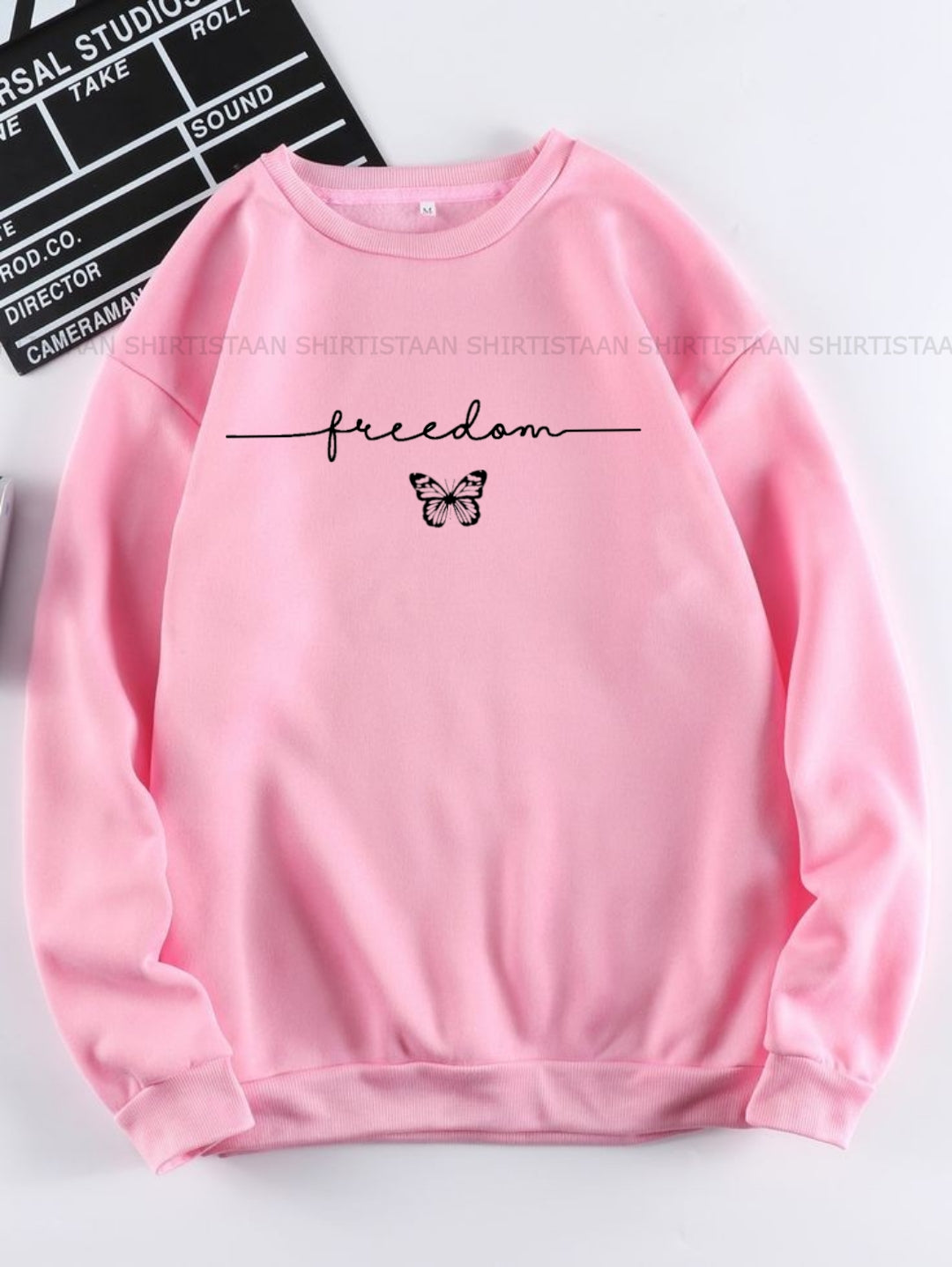 PINK SWEATSHIRT FREEDOM BUTTERFLY