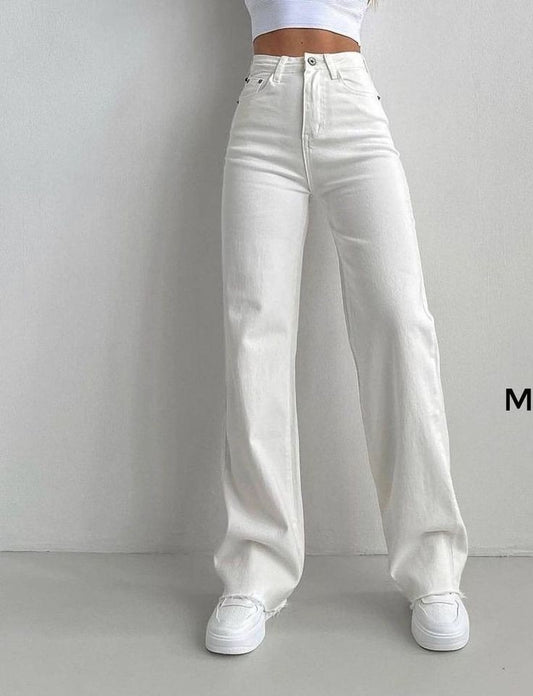 WHITE WIDE LEG JEANS