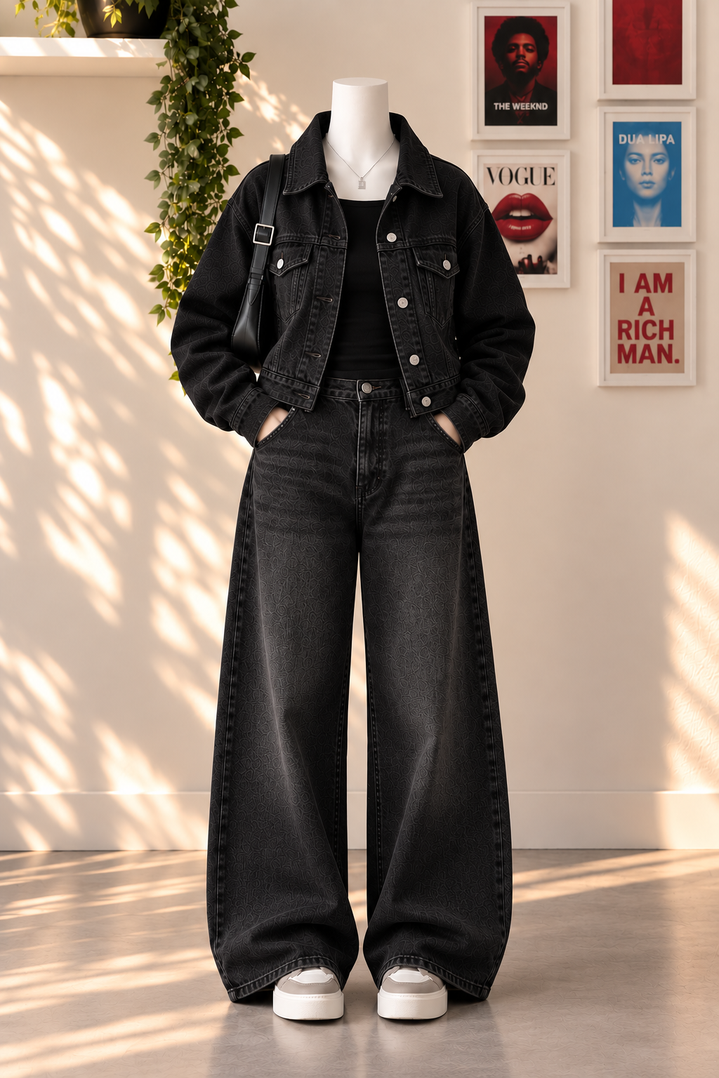 Black Demin Jacket with Black vintage jeans