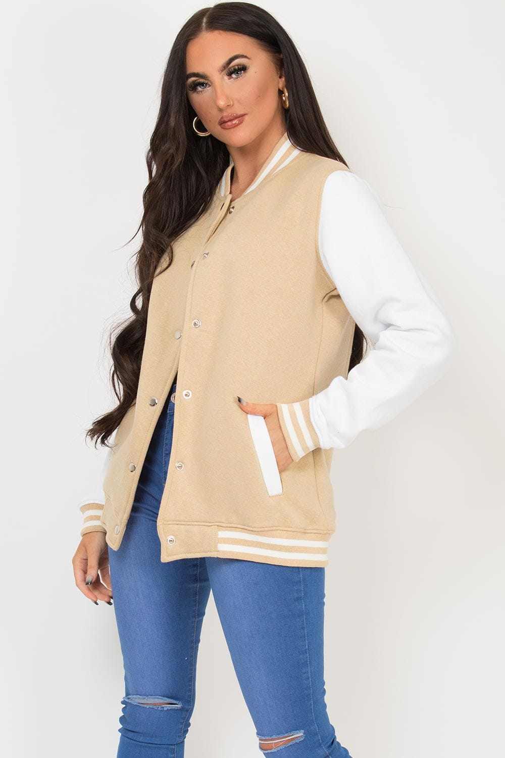 BEIGE BASEBALL JACKET