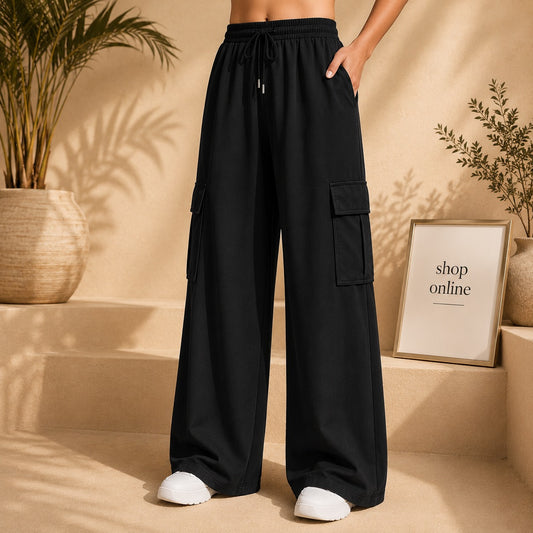 Basic Black Cargo  Wide Leg Trouser