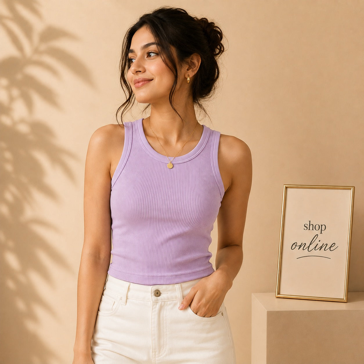 LILAC RIB KNIT TANKTOP
