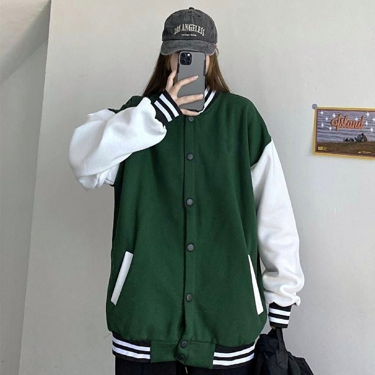 BOTTLE GREEN BASEBALL JACKET