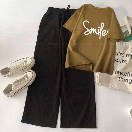 LIGHT BROWN TEE SMILE HEART WITH BLACK FLAPPER