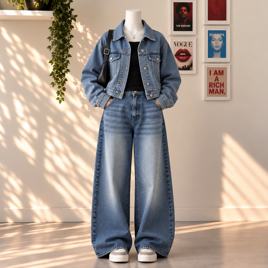 Sky Blue Demin Jacket with Mid Blue Vintage Jeans