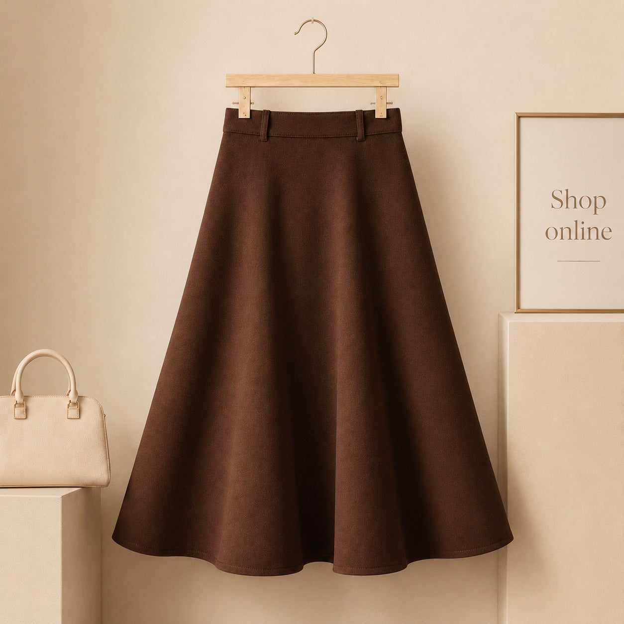 Brown Cotton Twill Skirt