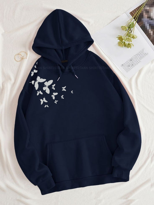 NAVY BLUE HOOD SHOULDER FLOWER