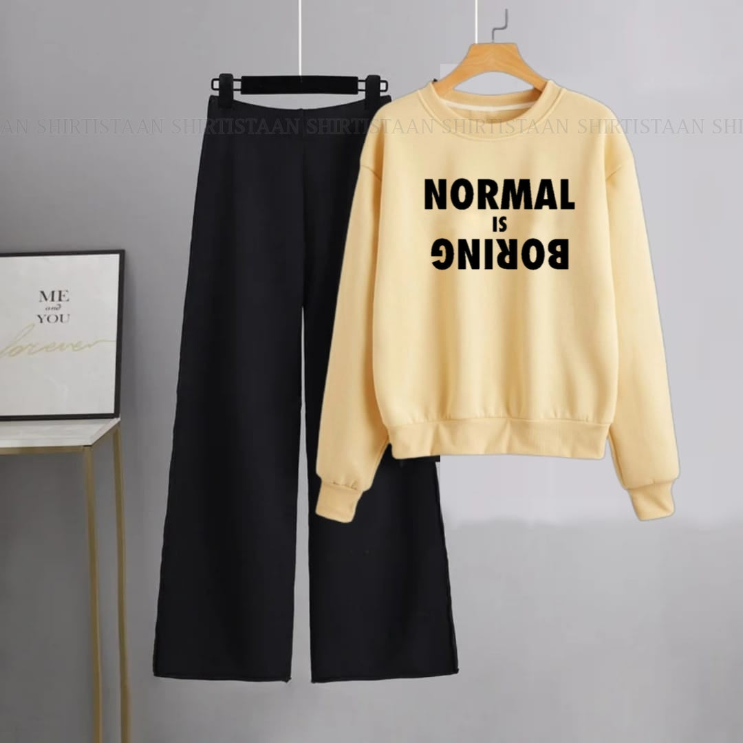 CREAM SWEATSHIRT NORMAL IS BORING WITH BLACK FLAPPER