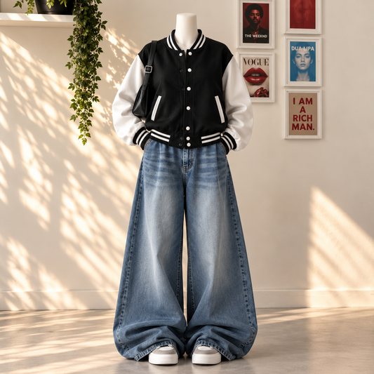 Black Baseball with Mud Blue Vintage Jeans