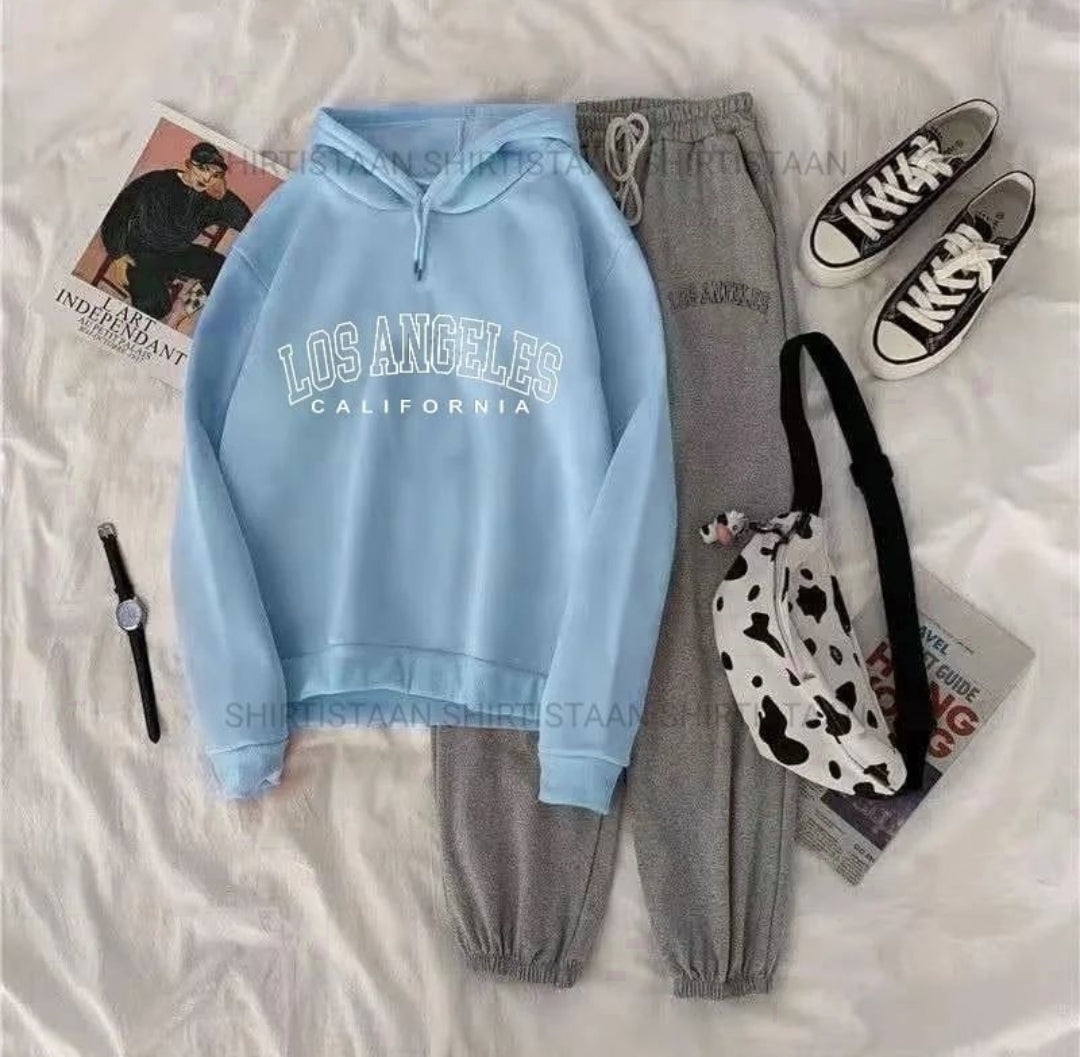 LOS ANGELES SKY BLUE HOOD CHARCOAL TROUSER