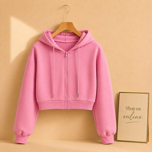 Basic Pink Crop Zipper