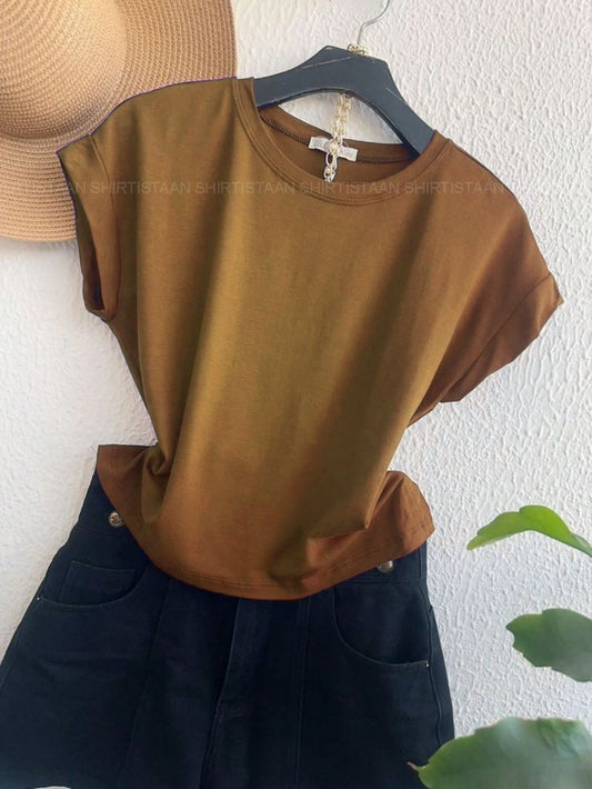 PLAIN LIGHT BROWN TEE