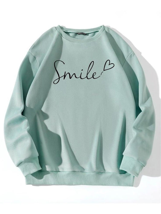 SMILE HEART SEA GREEN SWEATSHIRT