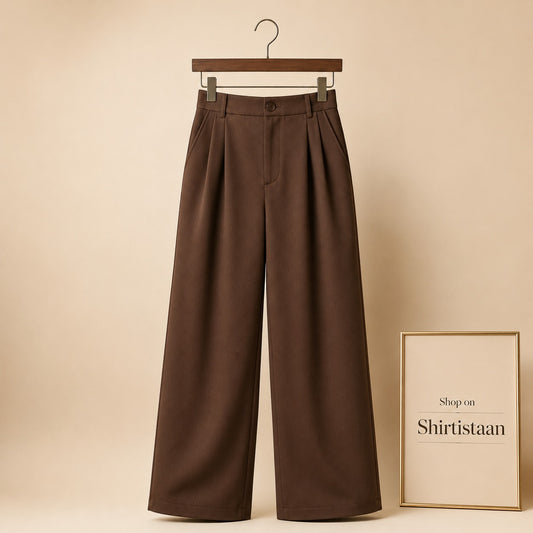 Brown Formal Pant Wide Leg