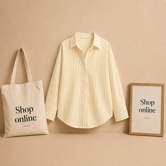 Yellow & White Striped Button Down Shirt