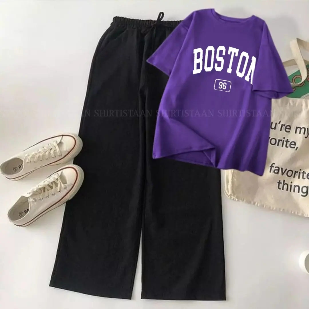 BOSTON PURPLE TEE WITH BLACK FLAPPER