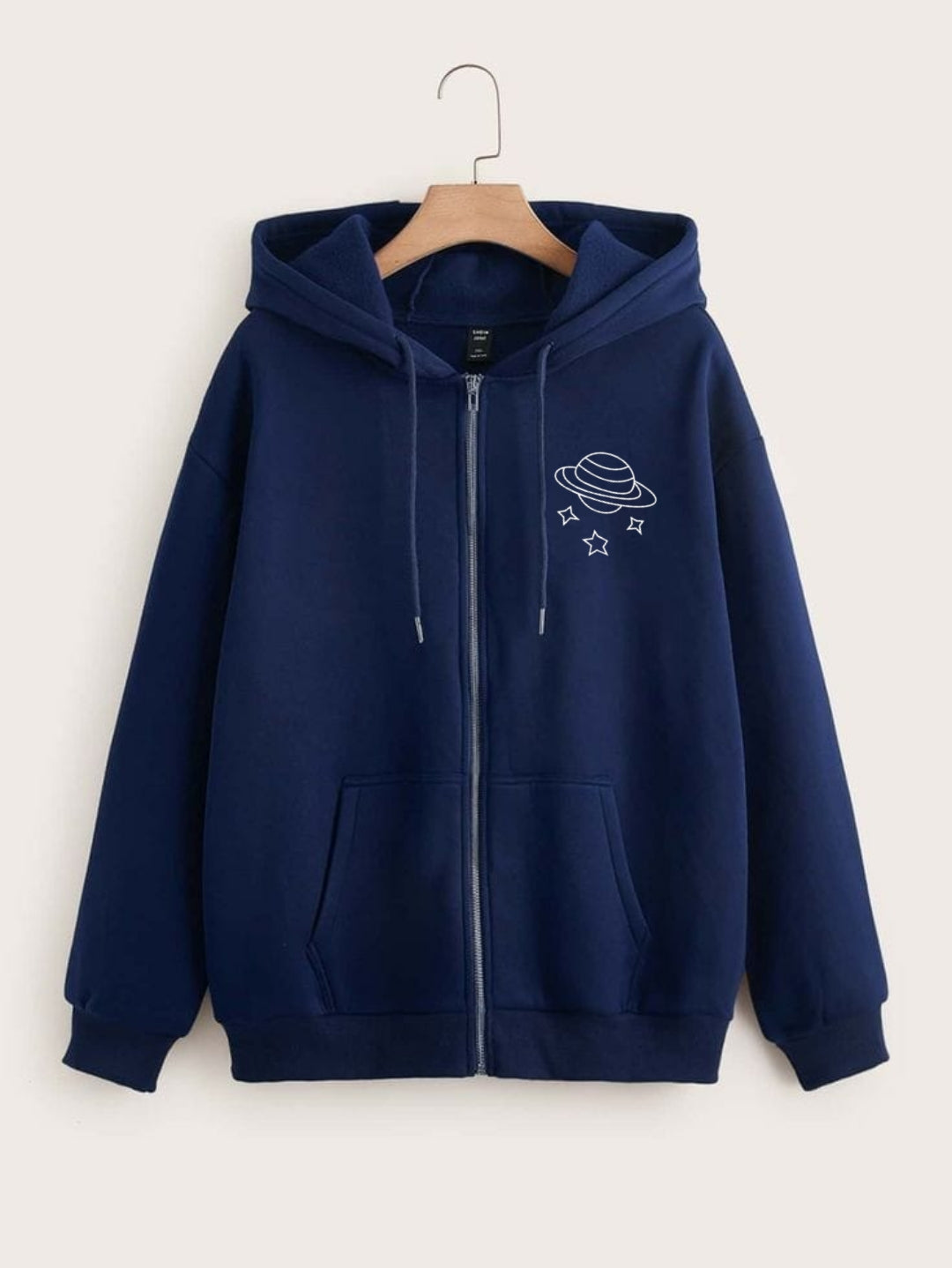 NAVY BLUE ZIPPER HOOD POCKET SATURN