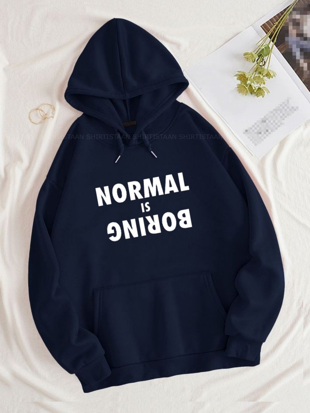 NAVY BLUE HOOD NORMAL IS BORING