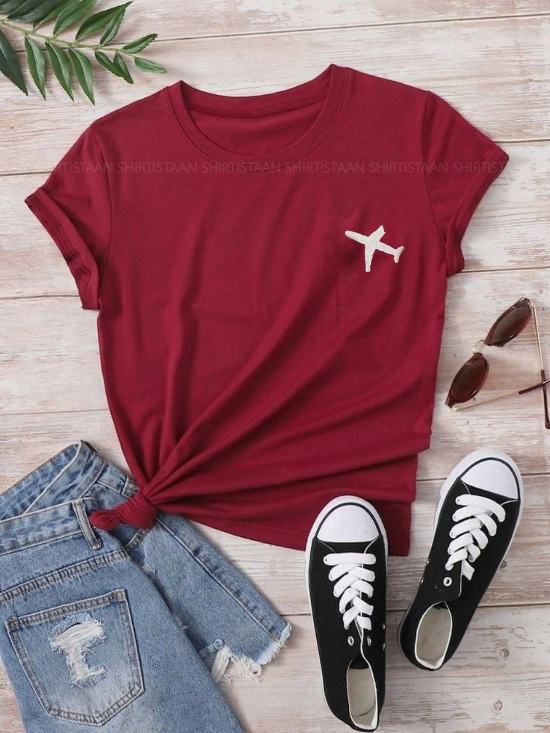 MAROON TEE POCKET AEROPLANE