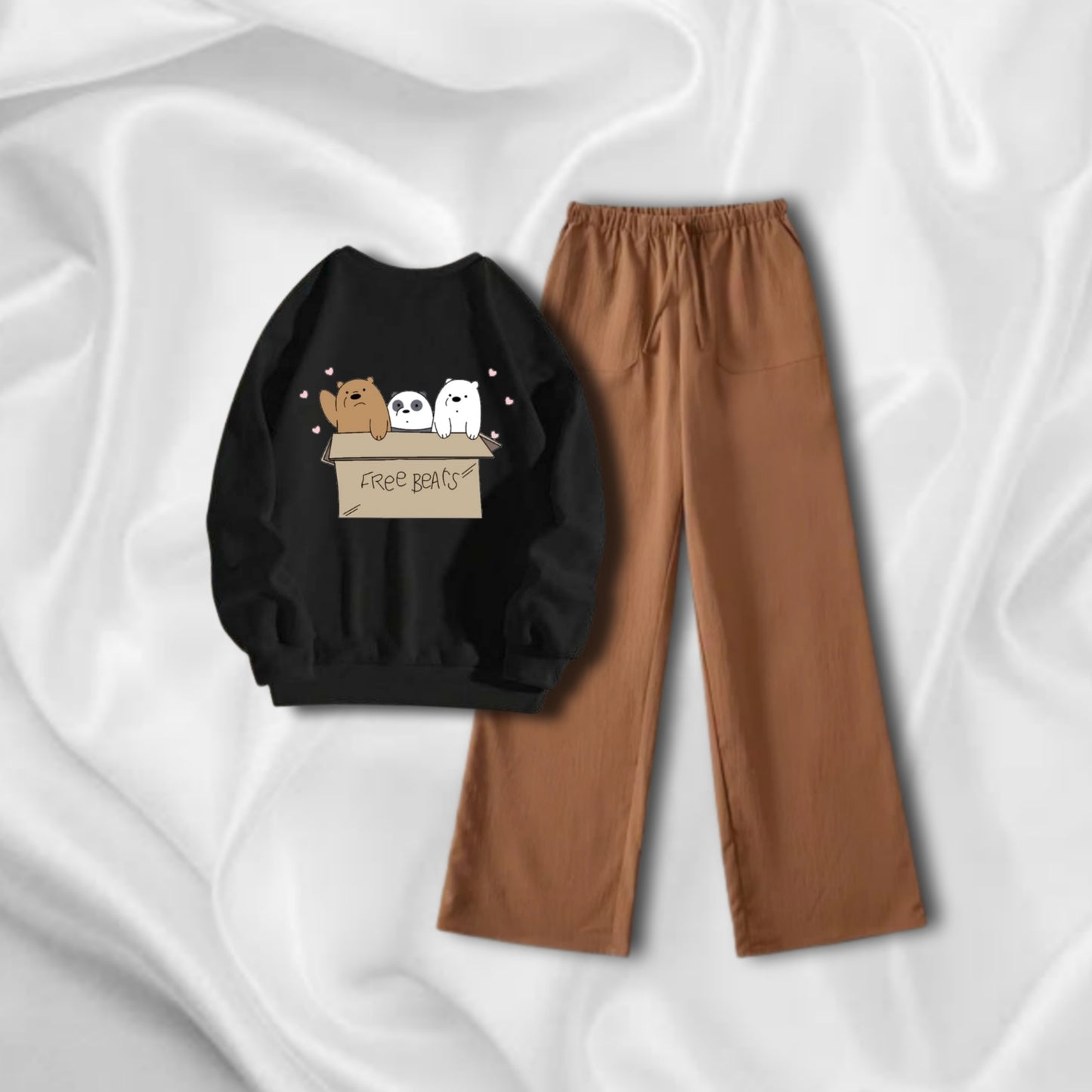 BLACK SWEATSHIRT FREE BEAR WITH BROWN FLAPPER