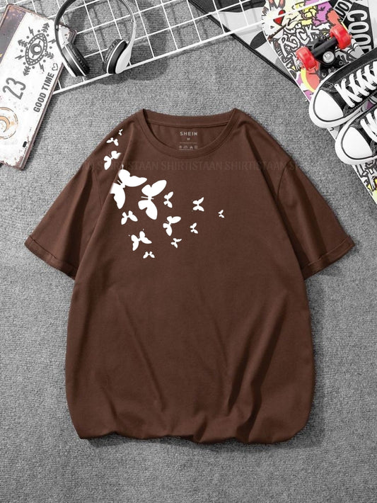 DARK BROWN TEE SHOULDER BUTTERFLY