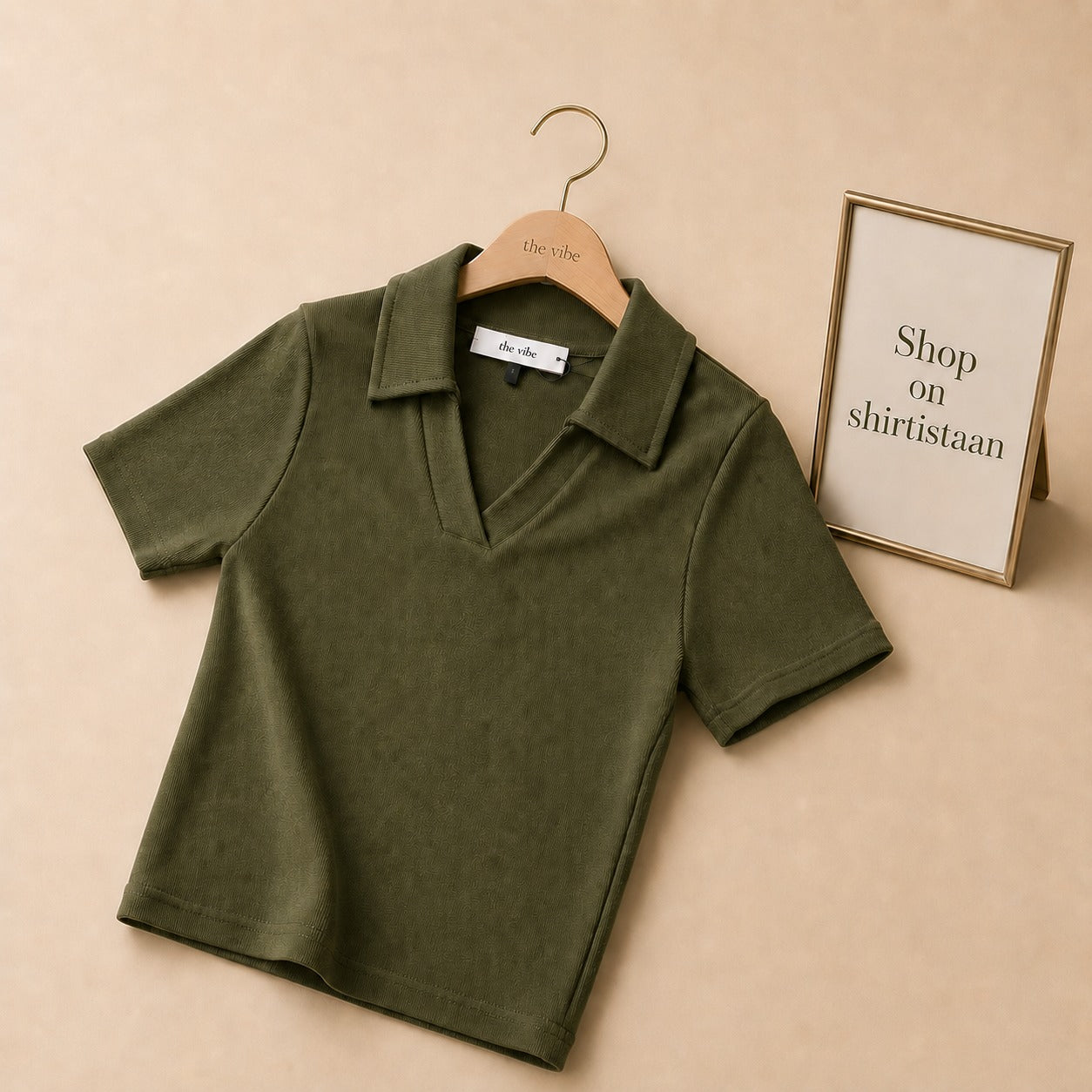 Solid Rib Knit Crop Polo