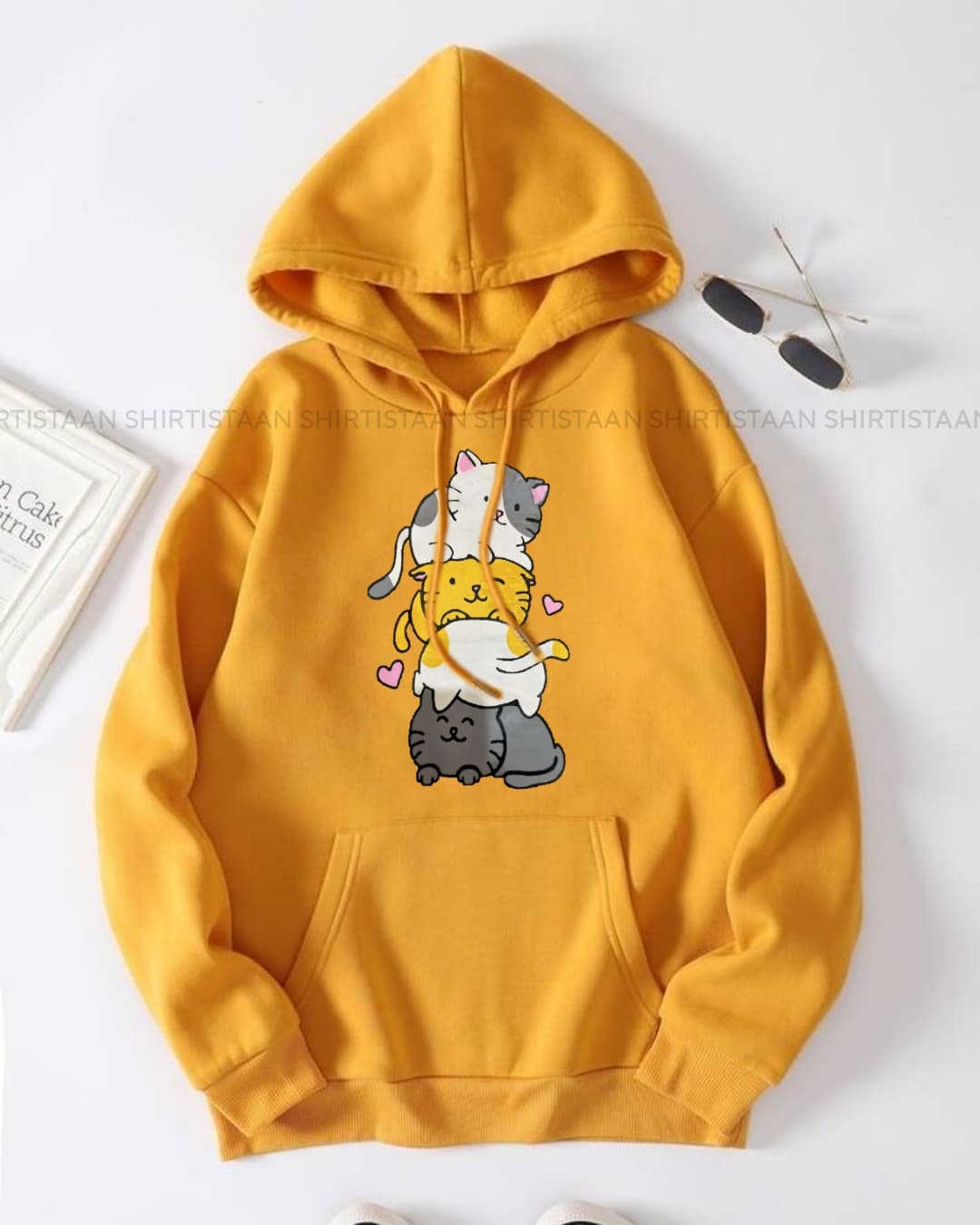 YELLOW HOOD CAT OVER CAT