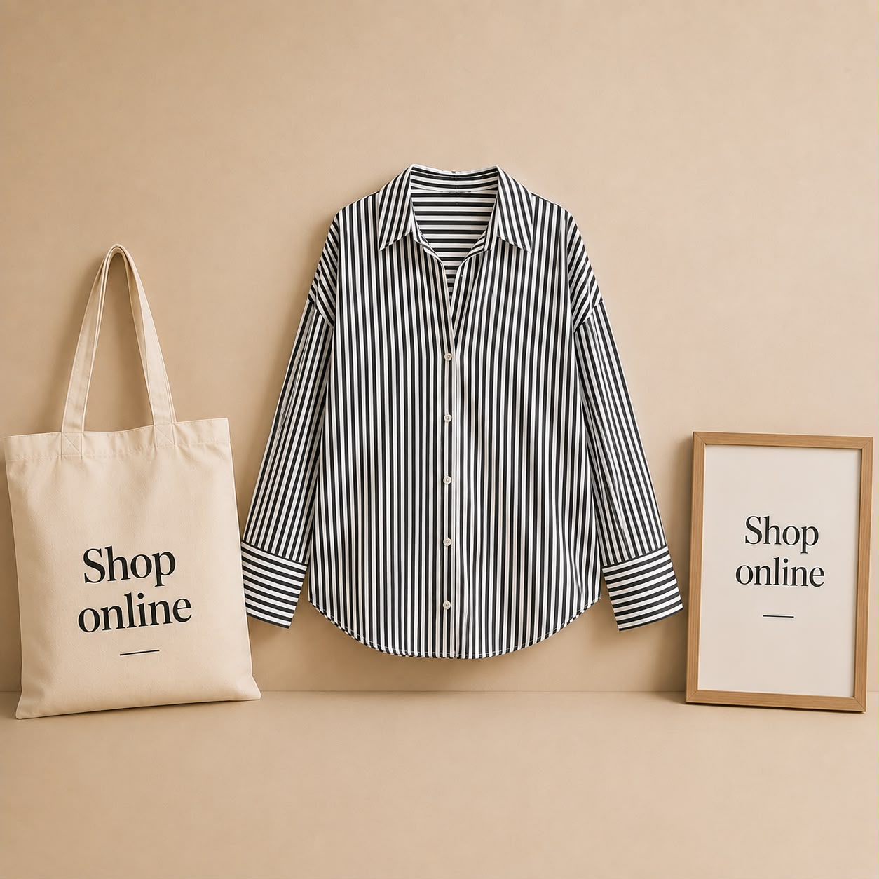 Black & White Striped ButtonDown Shirt