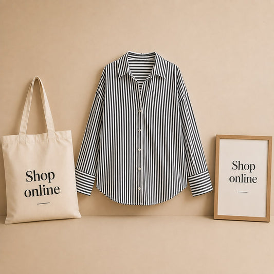 Black & White Striped ButtonDown Shirt