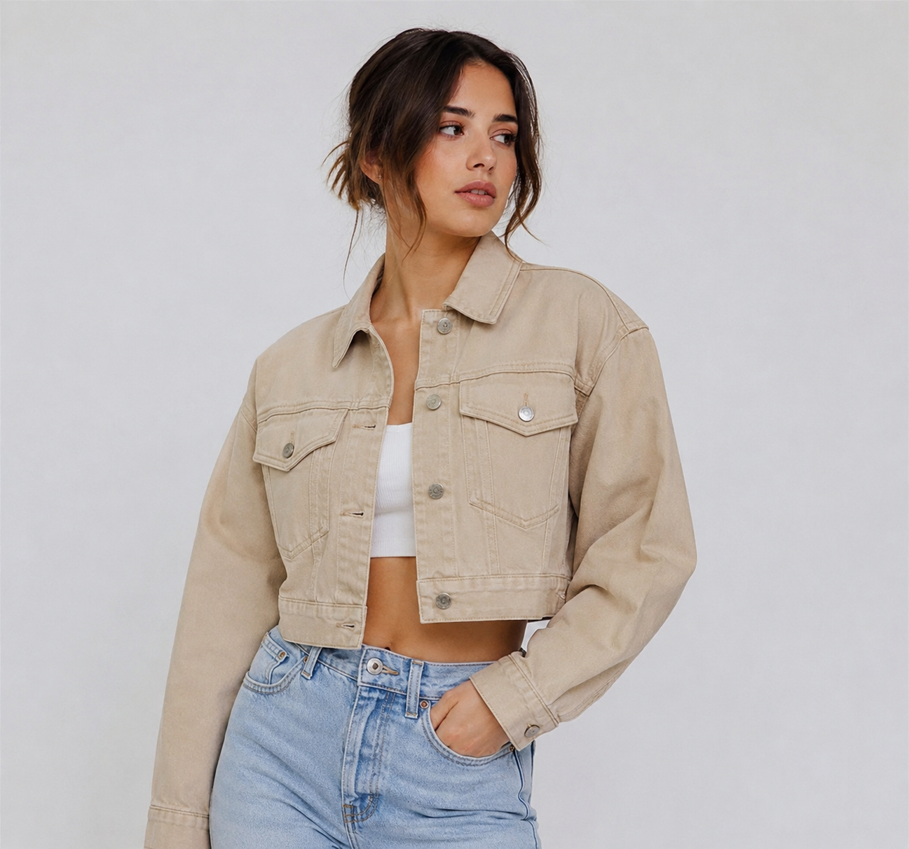 BEIGE DENIM JACKET