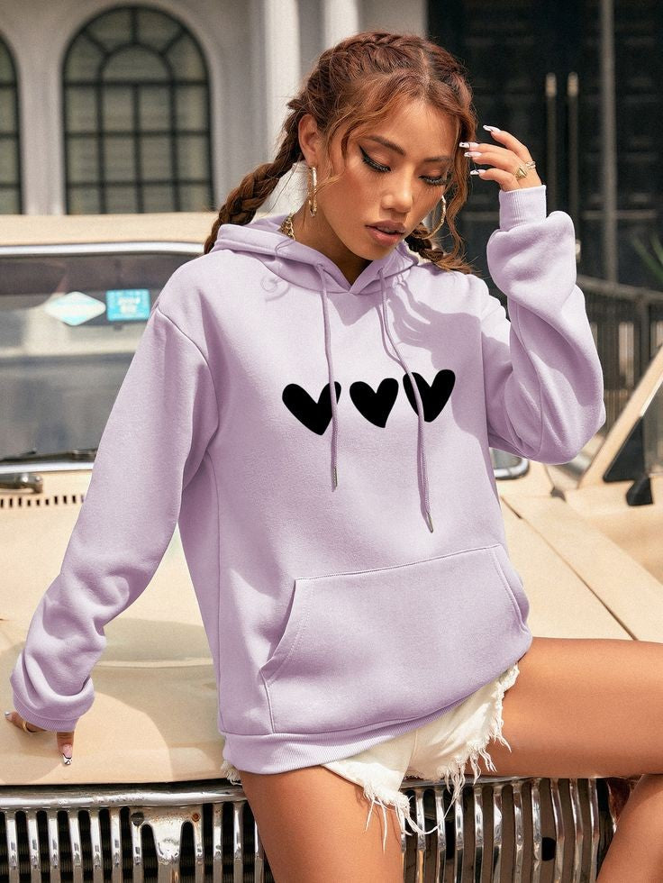 THREE FILLED BLACK HEARTS LILAC HOOD