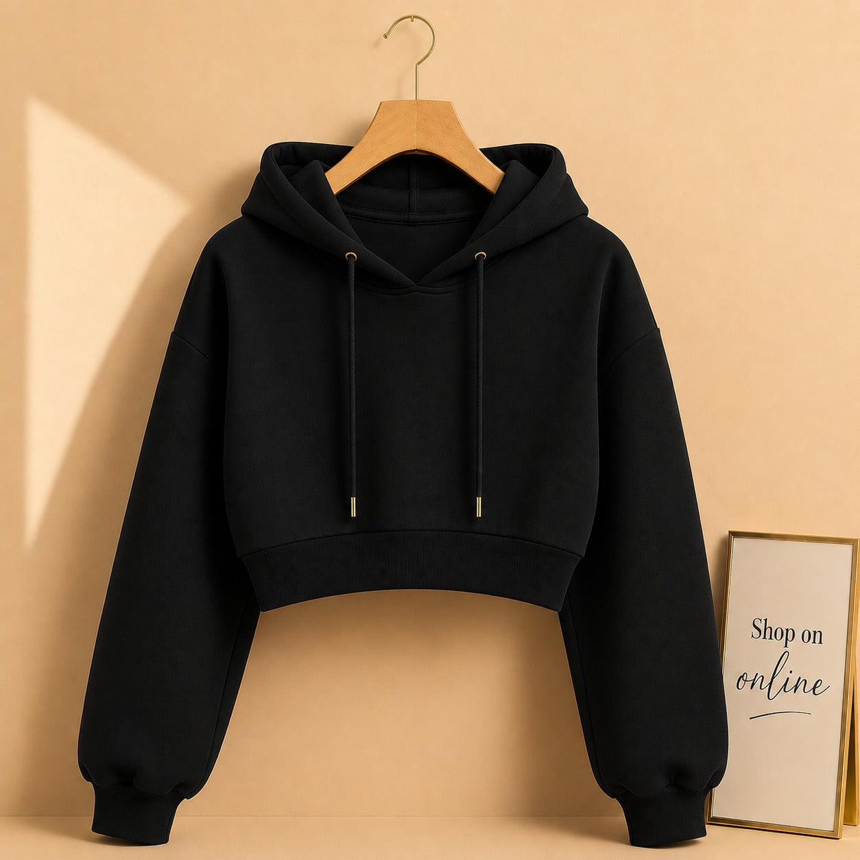 Basic Black Crop Hoodie