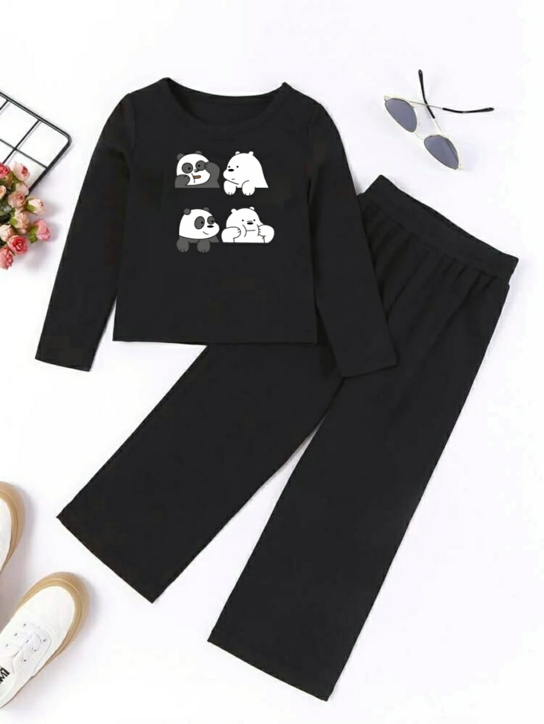 BLACK FULL SLEEVE SHIRT FOUR BEAR WITH BLACK FLAPPER