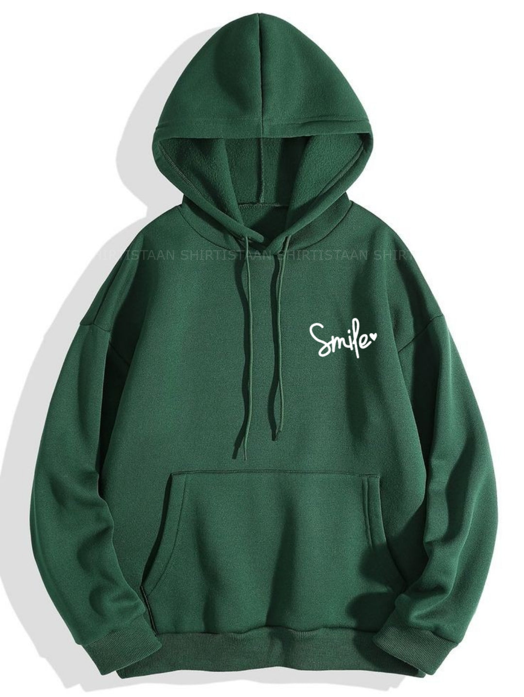 BOTTLE GREEN HOOD SMILE HEART ON POCKET