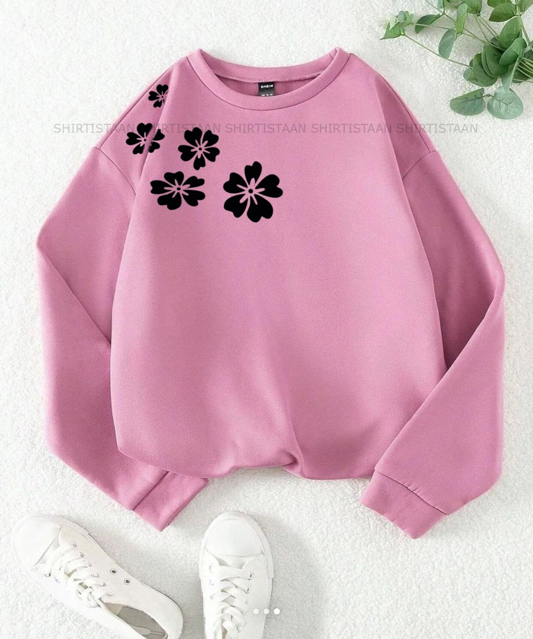 PINK SWEATSHIRT SHOULDER FLOWER