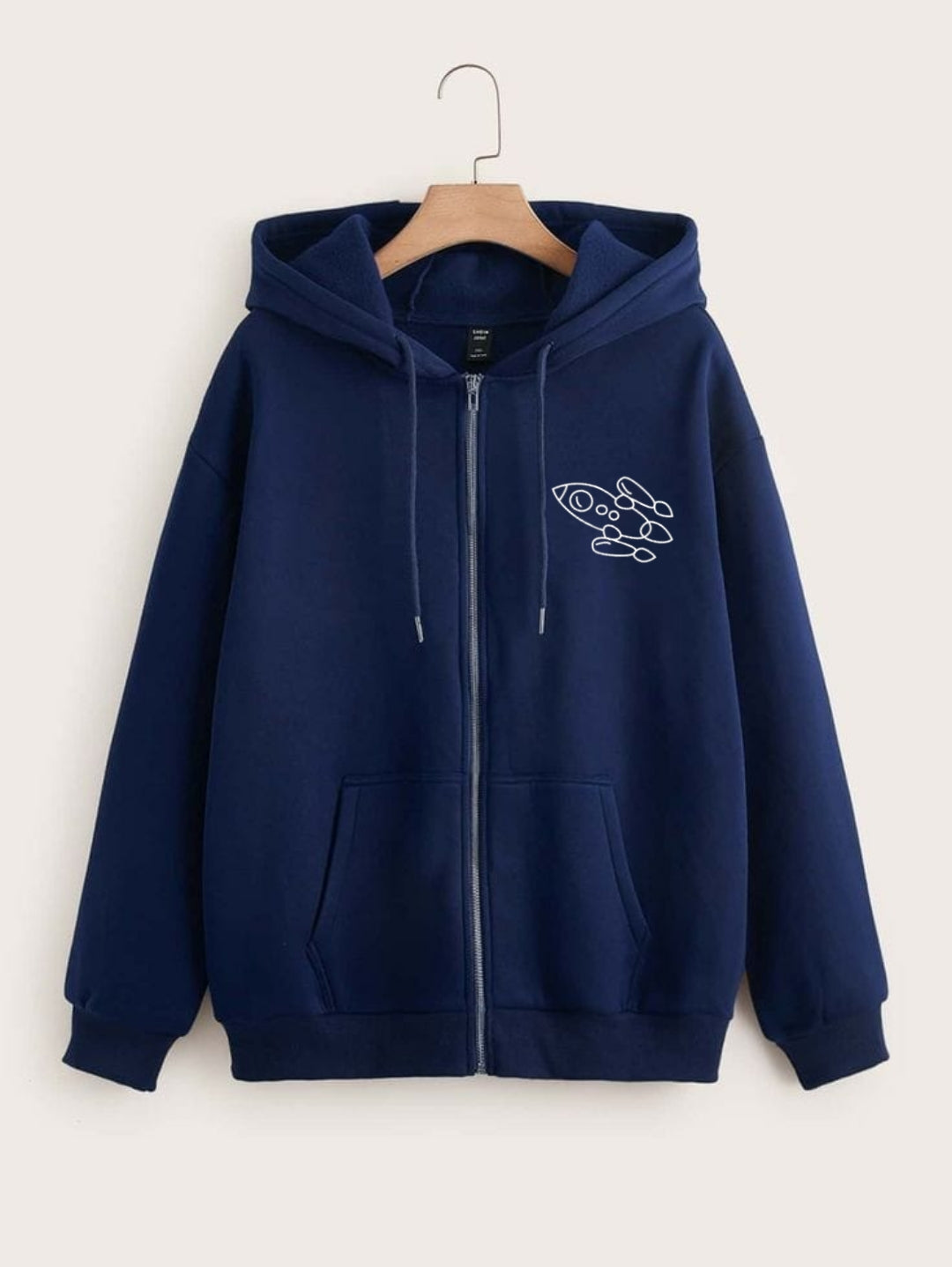 NAVY BLUE ZIPPER HOOD POCKET ROCKET