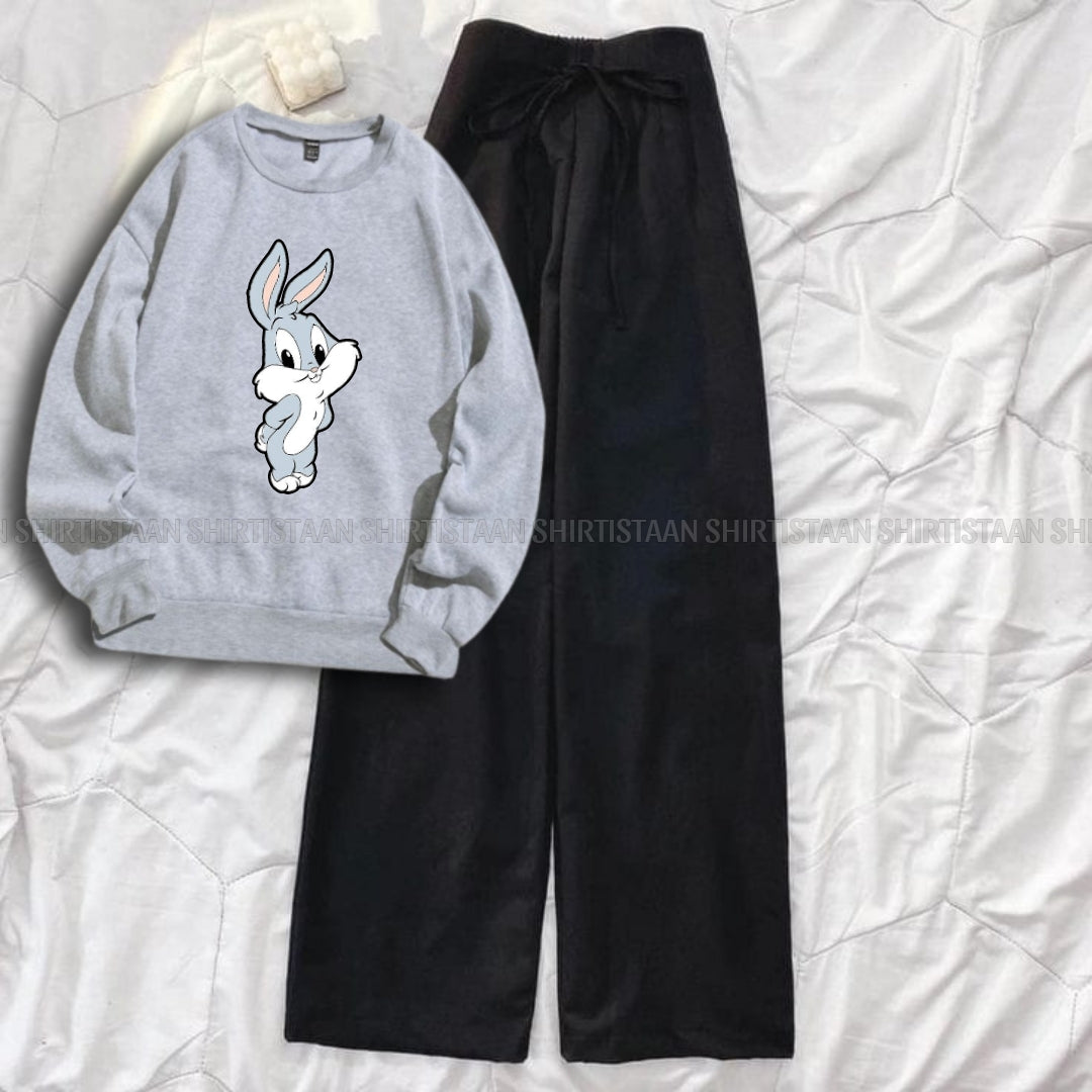 GREY SWEATSHIRT BUGS BUNNY CHARACTER WITH BLACK FLAPPER