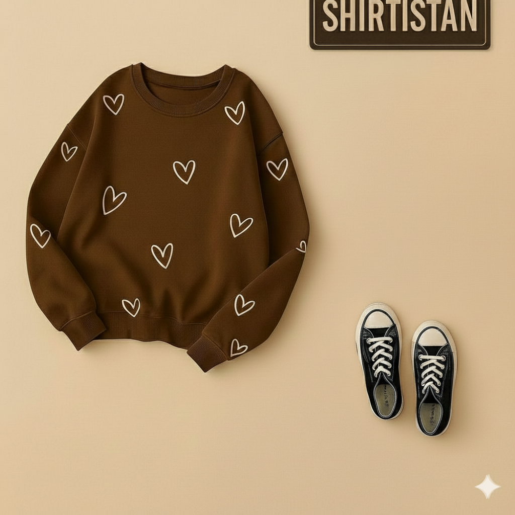 Brown Sweatshirt Unfilled Hearts