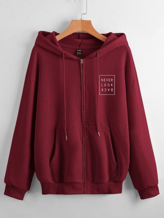 MAROON ZIPPER HOOD POCKET NEVER LOOK BACK