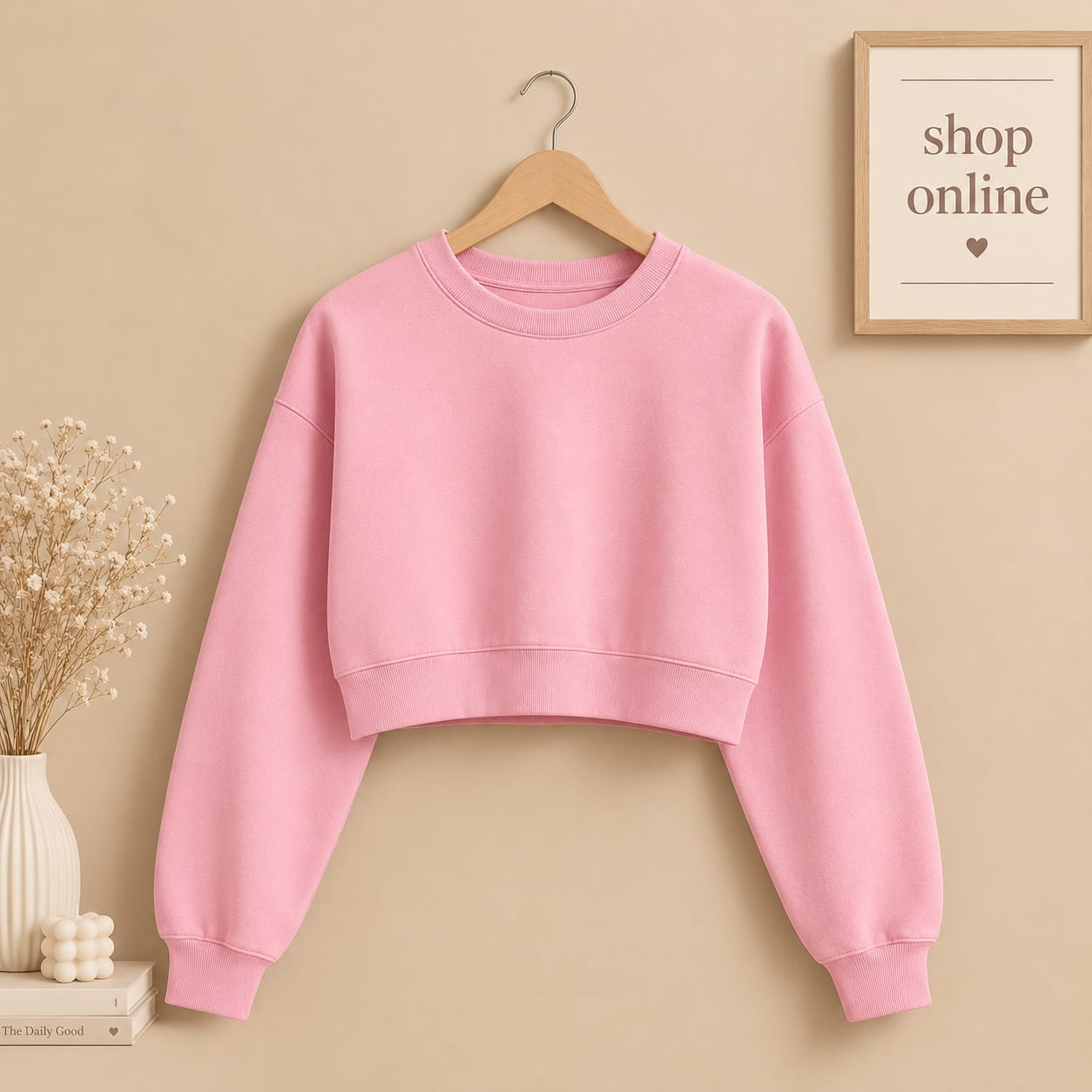 Basic Pink Crop Sweatshirt