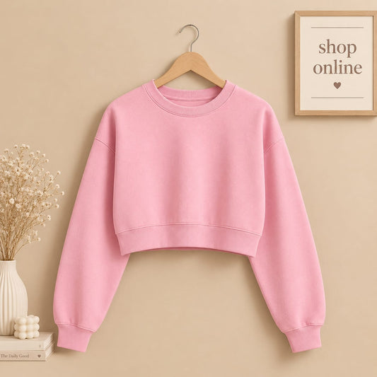 Basic Pink Crop Sweatshirt