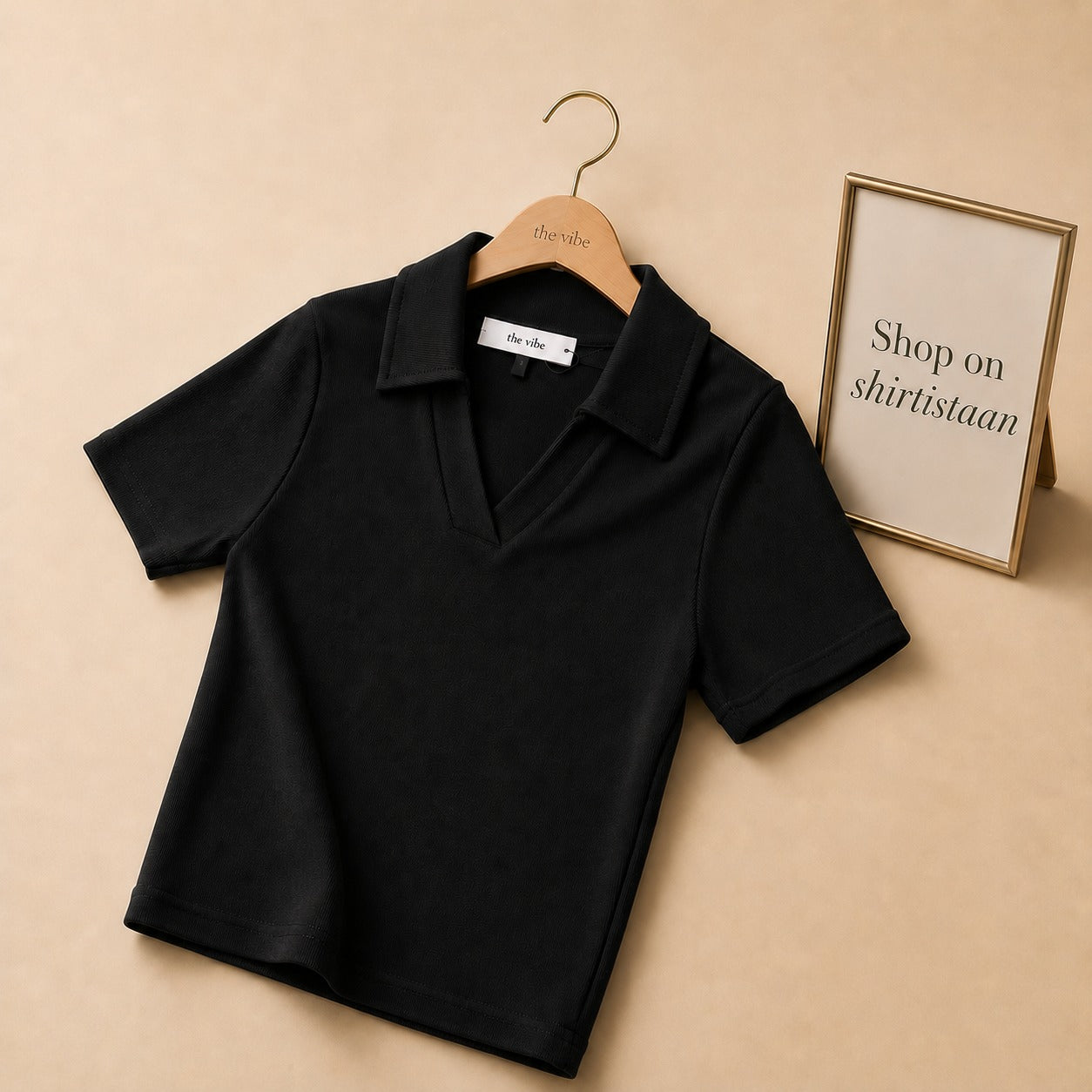 Solid Rib Knit Crop Polo