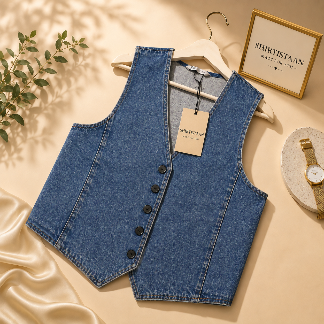 Classic Mid Blue  Denim Vest