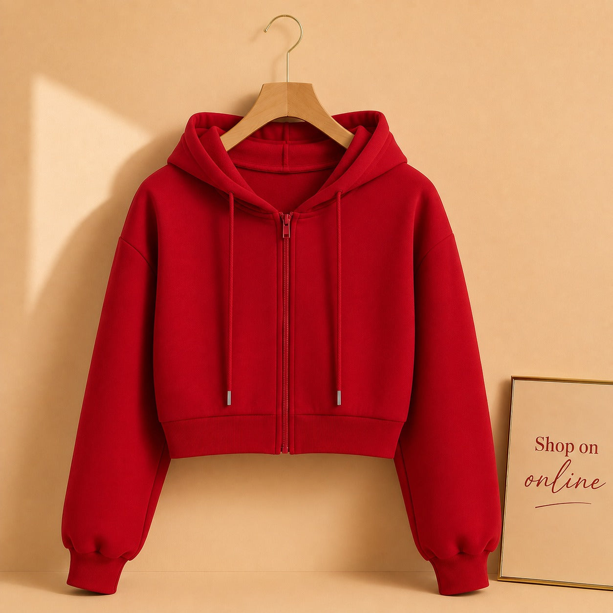 Basic Red Crop Zipper